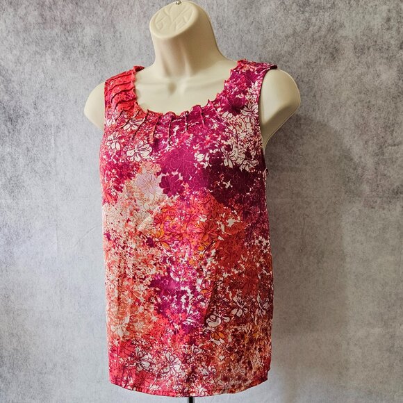 [NWOT] Coldwater Creek Multi-Color Floral Sleeveless Satin Tank Blouse - Picture 3 of 9